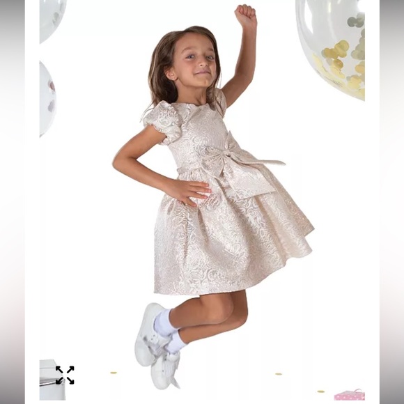 Rare Editions Toddler Girl Lurex Brocade Size 4T Dress with Bow - Picture 8 of 8